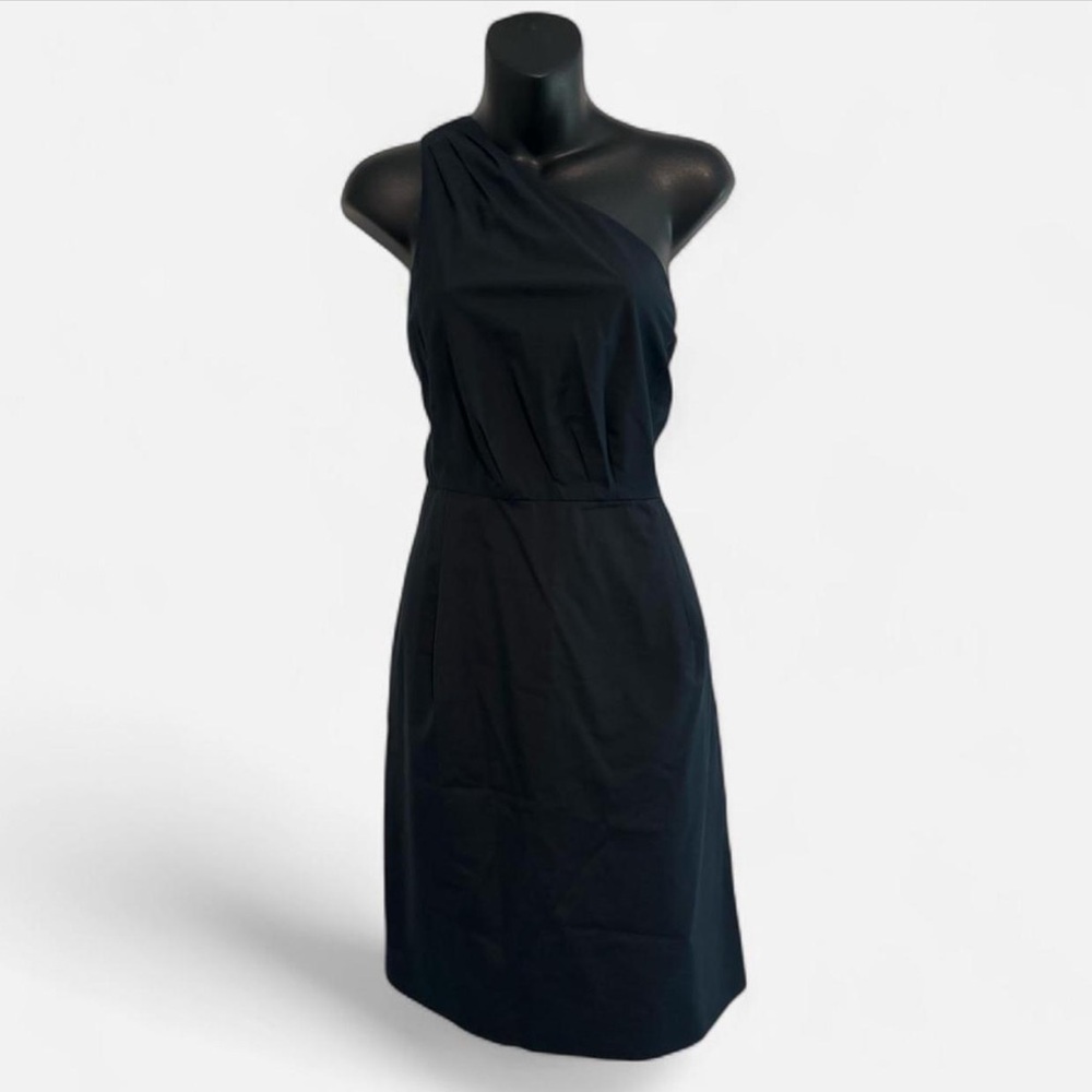 J.Crew One Shoulder Cotton Silk Dress – Pleated Strap, Above Knee